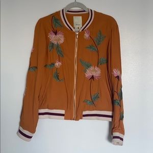 Anthropologie Elevenses embroidered bomber jacket